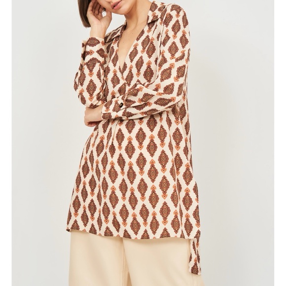 ZARA | NWT Retro Floral Pattern Lightweight Oversized Mod Tunic Blouse - Picture 3 of 17